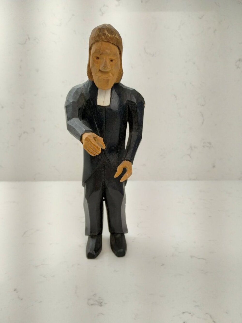 Vintage Hand Carved Wooden Quaker Minister Folk Art Figure - 10 Inch